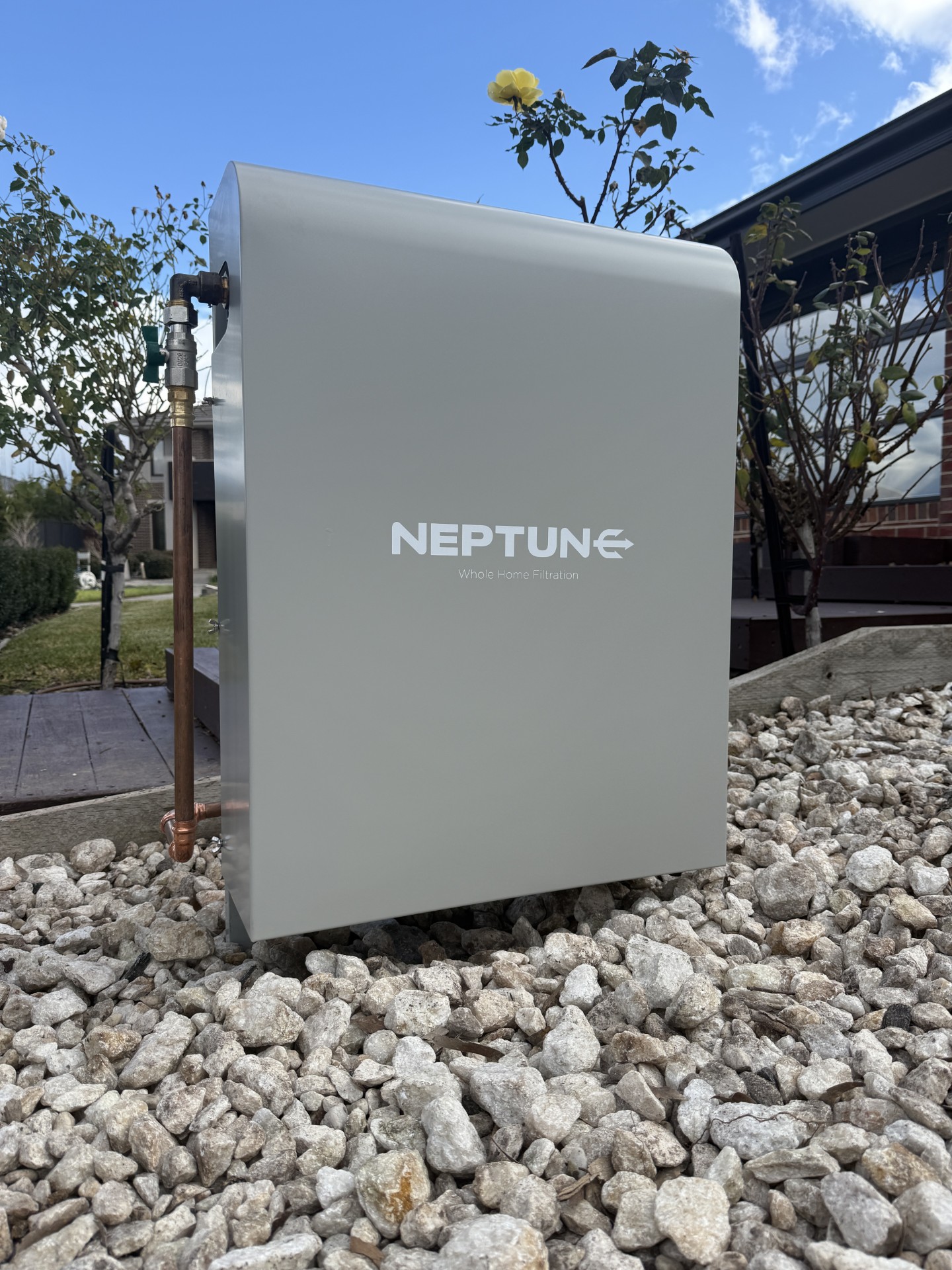 Neptune whole home water filtration system installed at a Melbourne home
