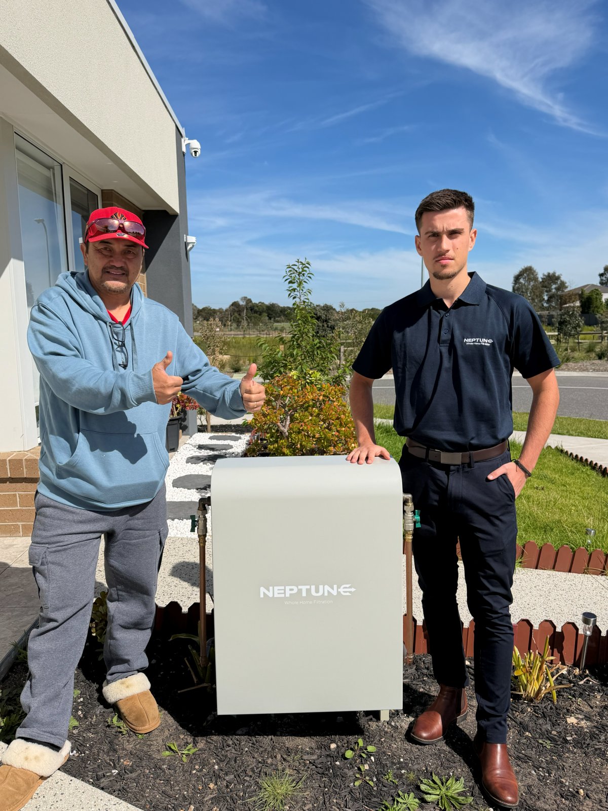 Neptune whole home water filtration system installed at a Melbourne home